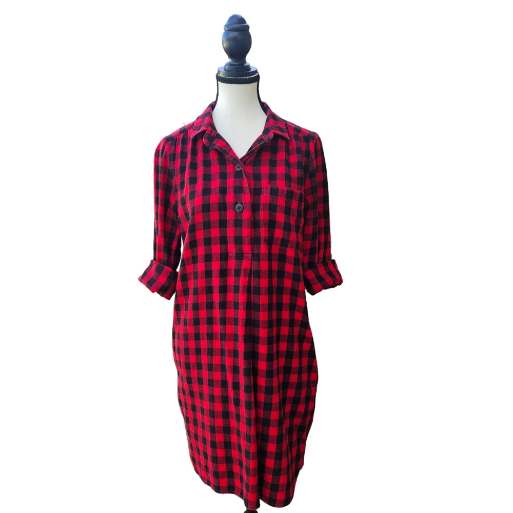 Madewell Red Buffalo Plaid Latitude Shirt Dress Size Small